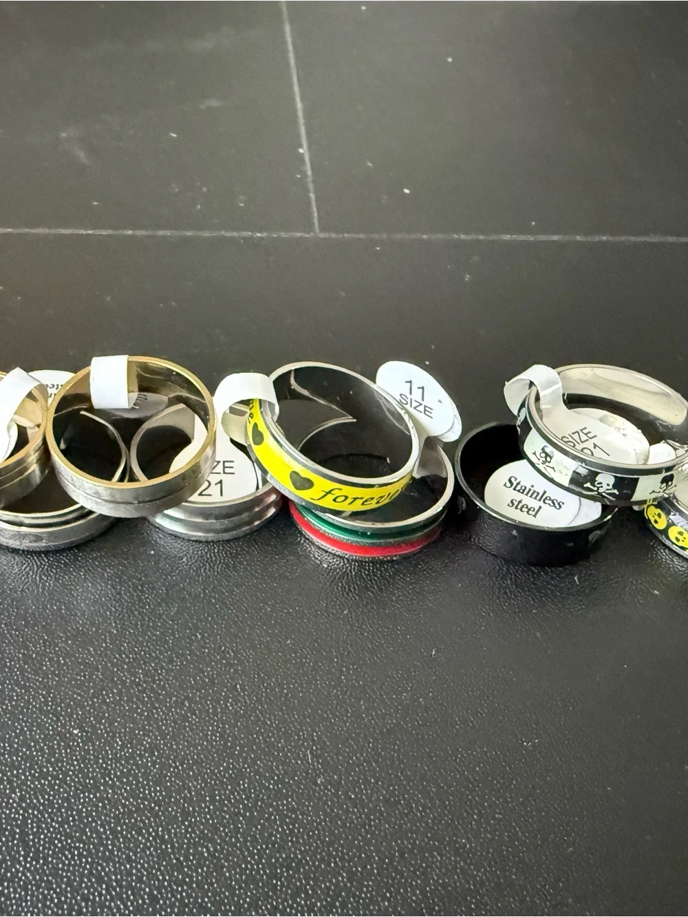 Mixed lot of 10 NWT Men's Black Stainless Steel Skull Accent Ring - Size 10.25